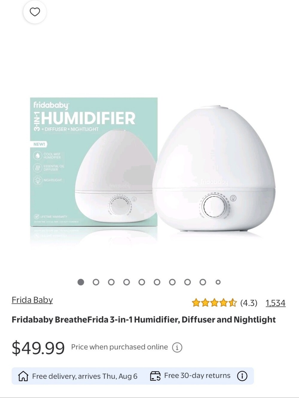 FridaBaby 3-in-1 Humidifier, Diffuser & Nightlight